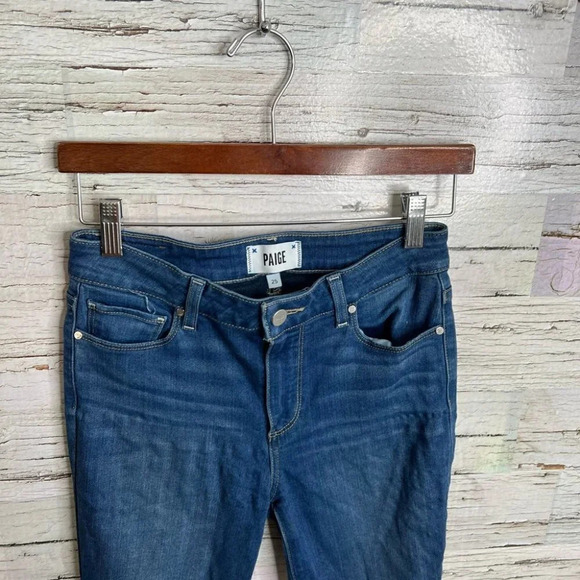 PAIGE Hoxton crop Tristan high rise stretchy skinny jeans blue denim size  25 - Picture 3 of 9